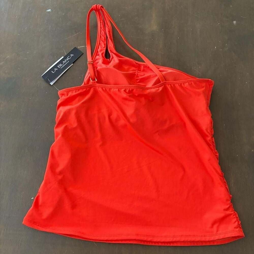 La Blanca Island Goddess Tummy Control One-Shoulder Tankini Top Orange Size 16 - Picture 2 of 7